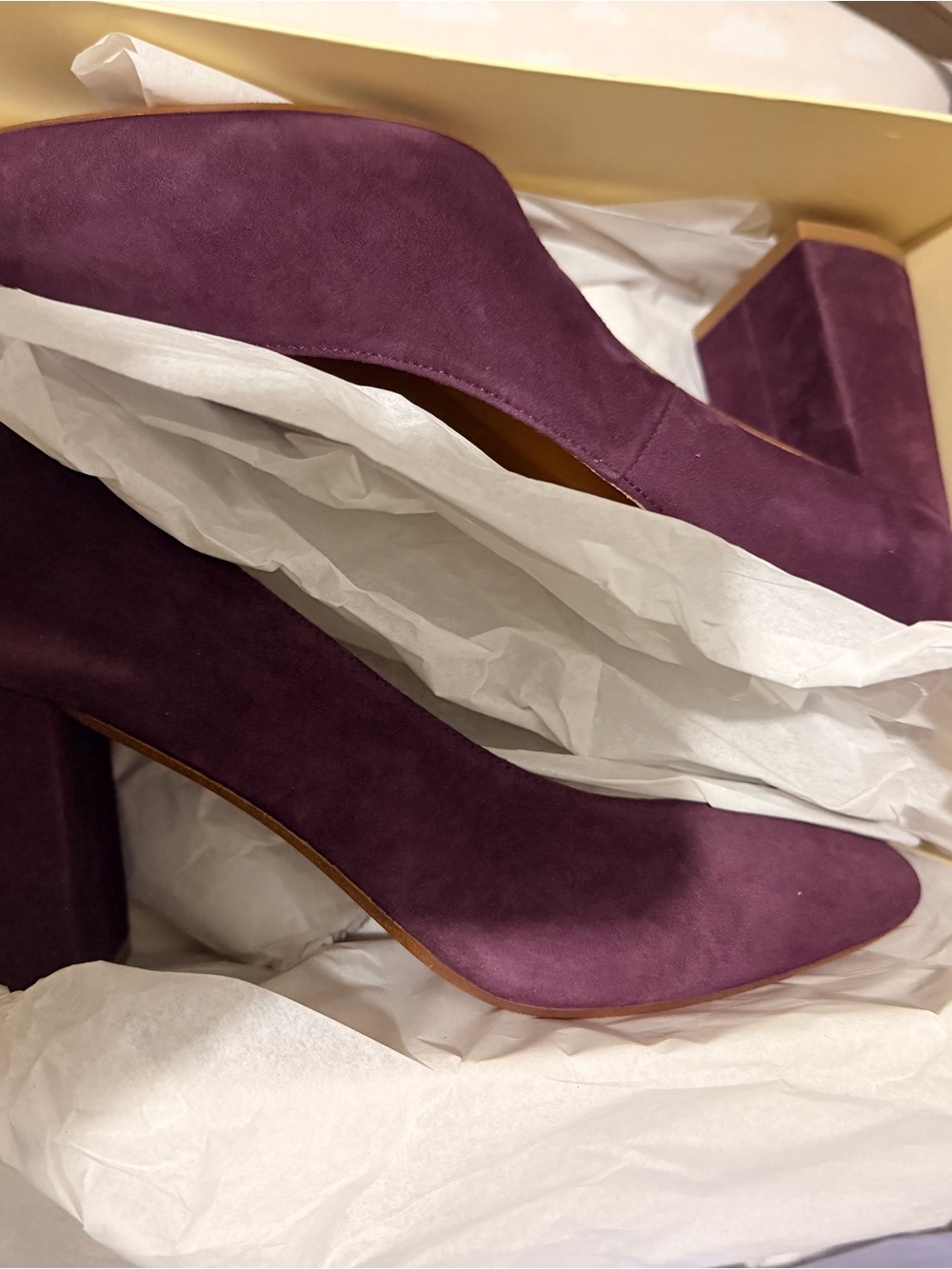 Sezane Purple Suede Block Heel Pumps - Picture 7 of 9